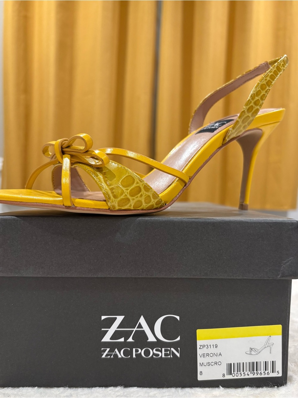 NEW Zac Posen Veronia Knot Front Yellow Slingback Heels Size 8